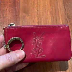 YSL Pink patent keychain pochette clés